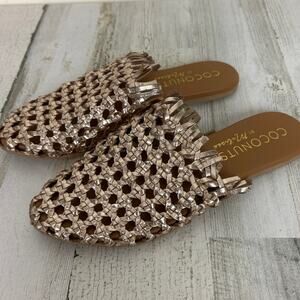 Coconuts by Matisse women's size 6 gold leather boho slip on sandals new flats